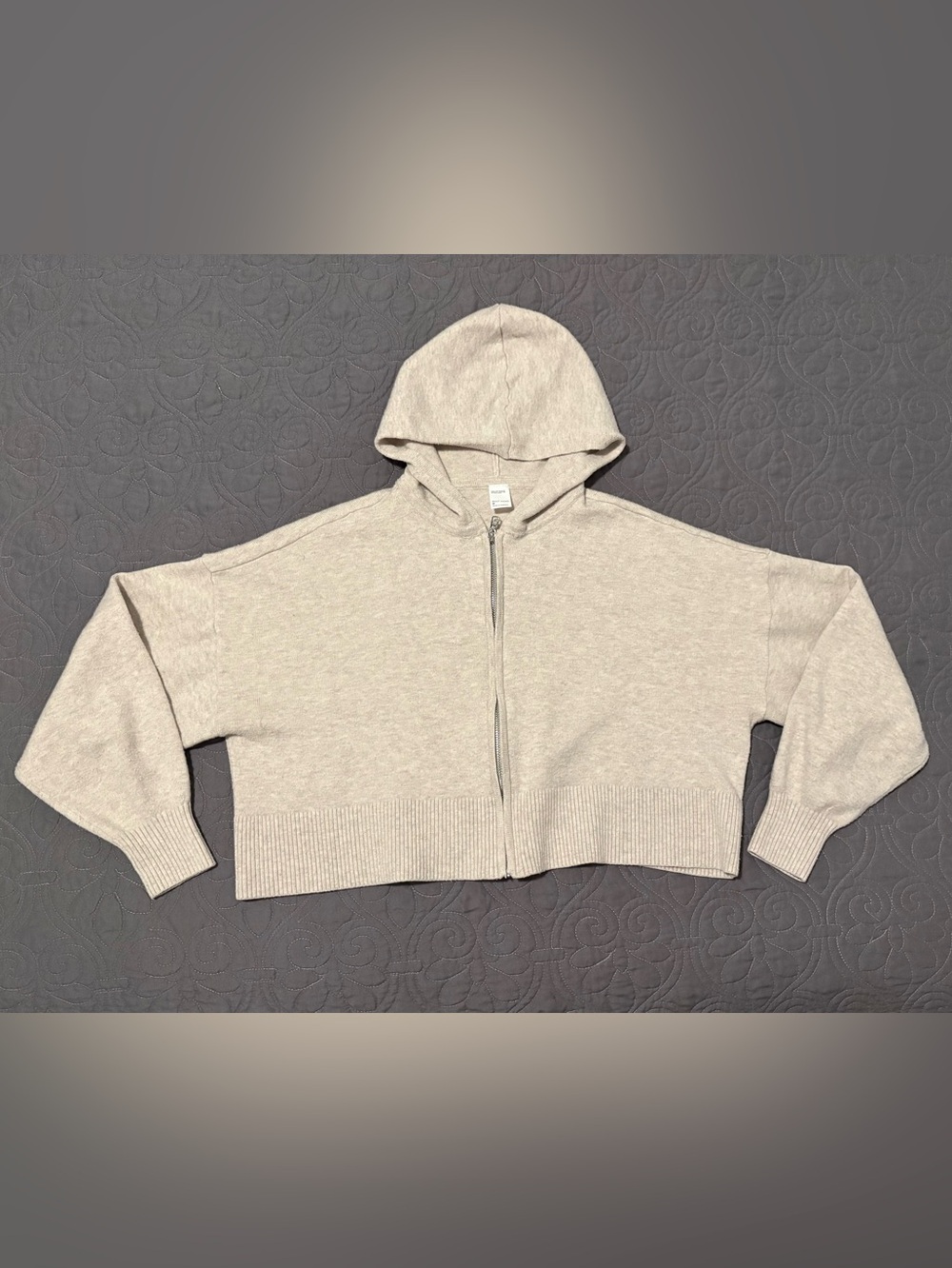 “Gilly Hicks Women’s Oatmeal Heather Full Zip Hooded Sweater Hoodie Size Medium”